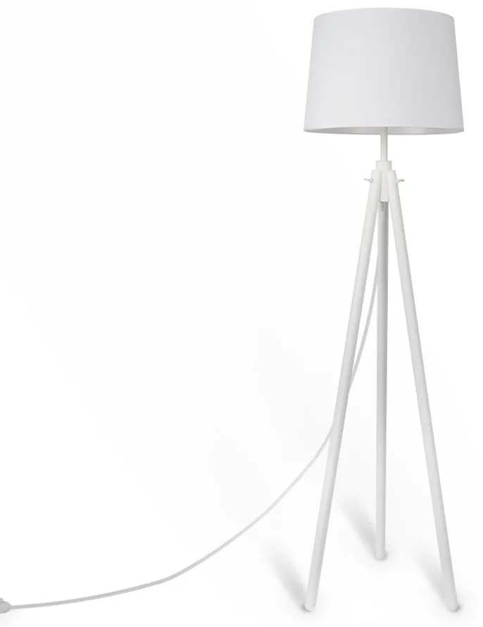 Lampadar, Lampa de podea cu trepied din lemn Calvin alb