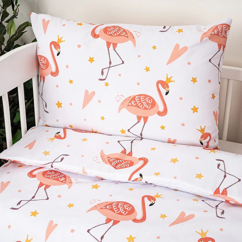 Lenjerie de bumbac pentru pătuț Flamingo, 100 x 135 cm, 40 x 60 cm