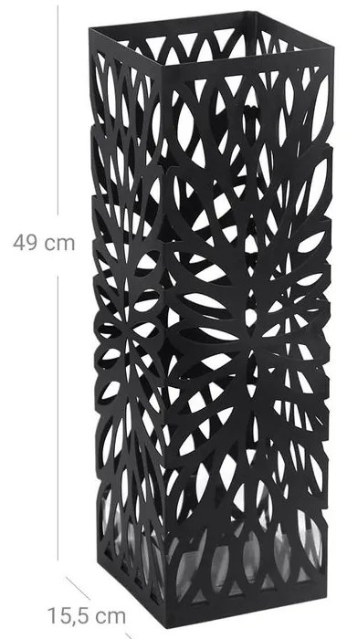 Suport metalic pentru umbrele FLORE, 15,5x15,5x49cm, negru SongmicsHome