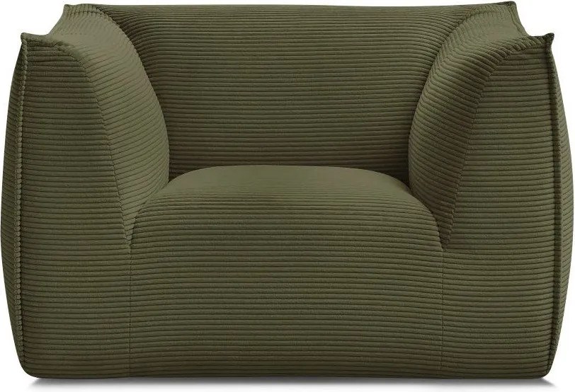 Fotoliu verde cu tapițerie din catifea reiată Giorgia – Bobochic Paris