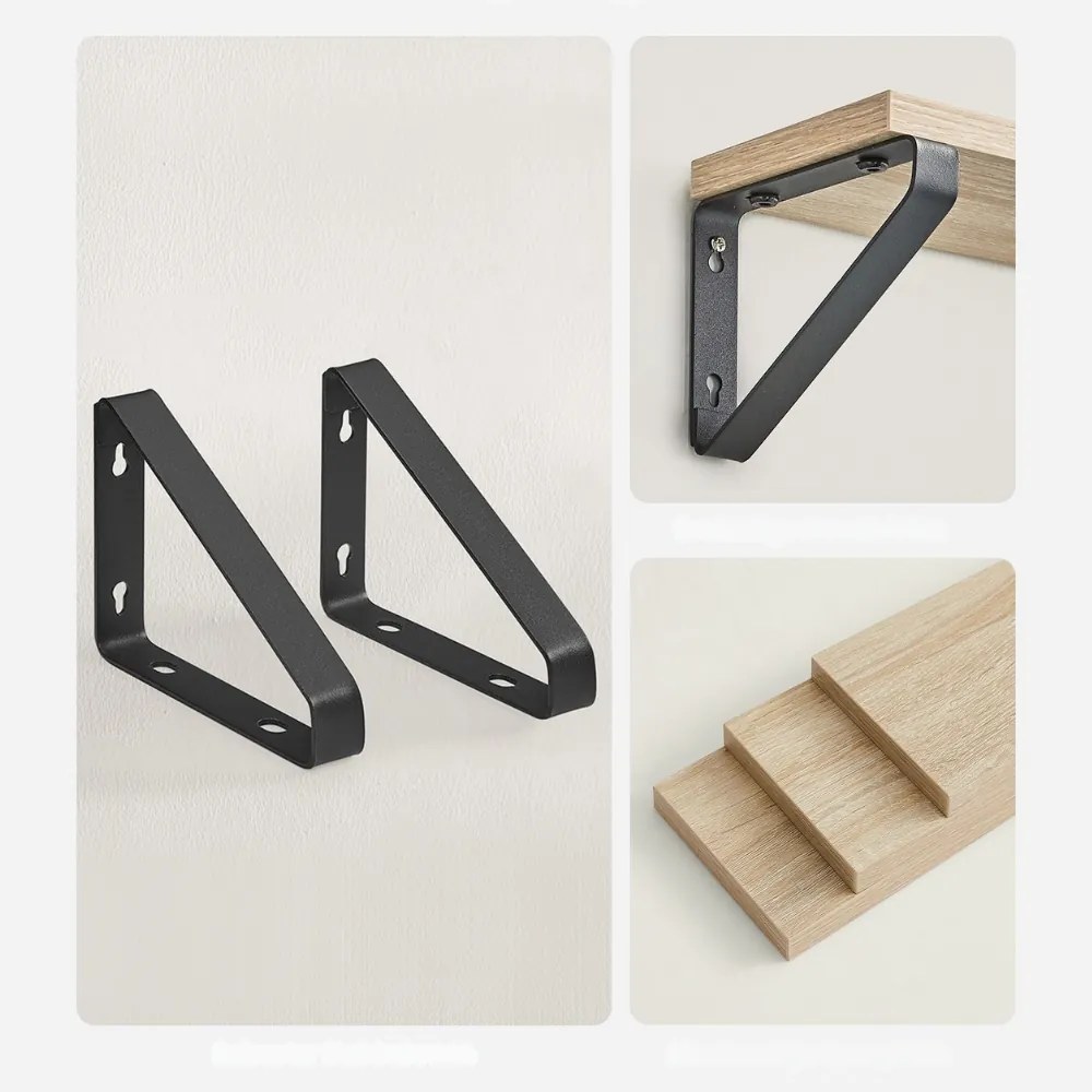 Polițe de perete cu console ABBY, 3 bucăți, 30/35/40x12cm, maro deschis Vasagle