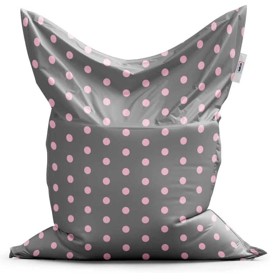 Sac de șezut Classic buline roz pe gri - pentru copii, gri / roz