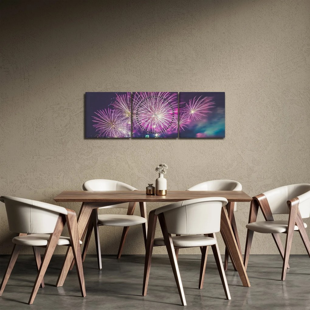 Tablou cu artificii (cu ceas) (90x30 cm)