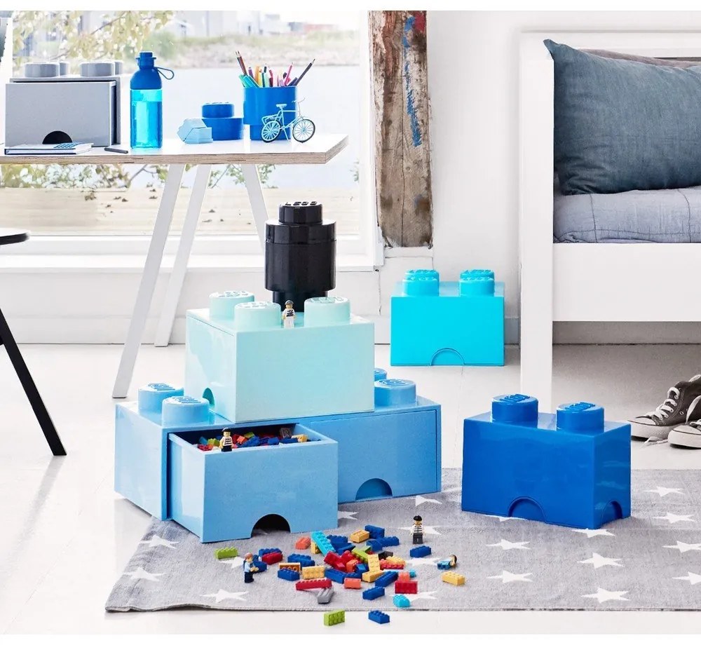 Cutie de depozitare cu 2 sertare LEGO®, albastru deschis