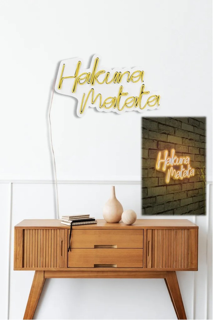 Decoratiune luminoasa LED de perete Hakuna Matata Galben 47x29x2 cm