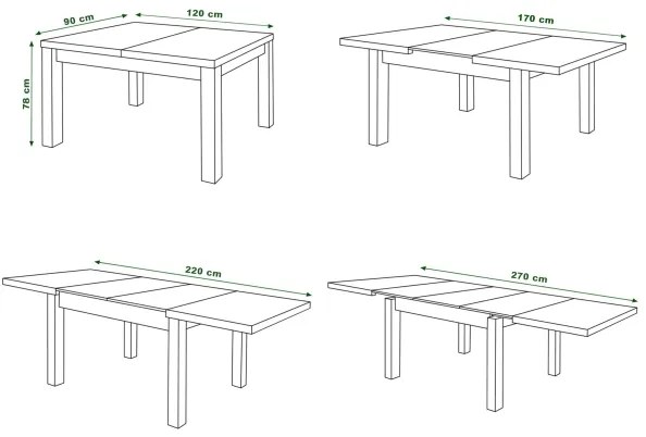 Masă extensibilă RALF albă pentru 12 persoane