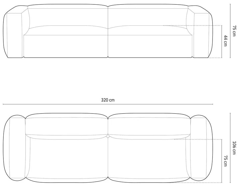 Canapea modulară neagră 320 cm Martina – Micadoni Home