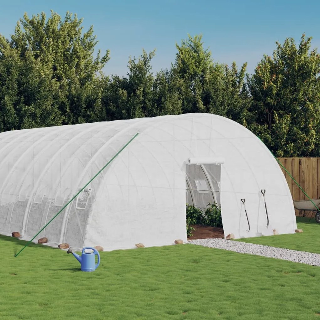 vidaXL Seră cu cadru din oțel, alb, 120 m², 20x6x2,85 m