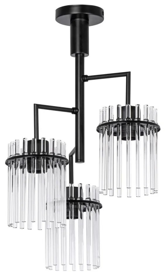 Lustră pe tijă 3xE27/60W/230V negru/transparent