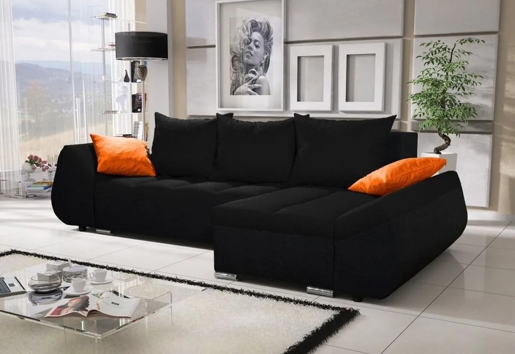 Supermobel Colțar KORFU, 271x131, Microfibră, 46 roșu/04 negru