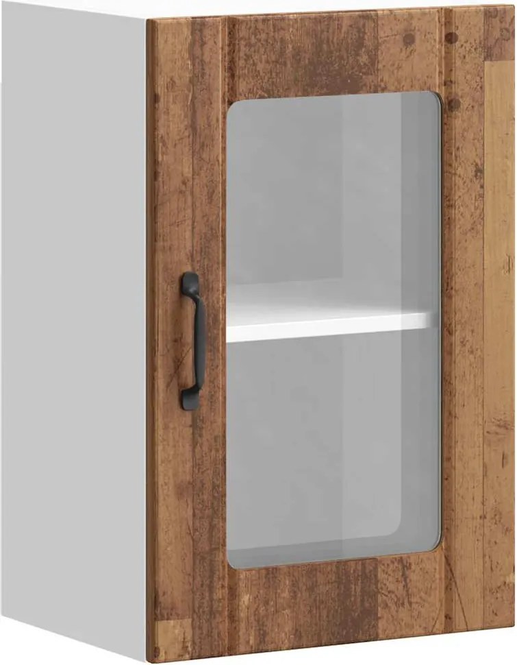 vidaXL Dulap de bucătărie cu ușă din sticlă din lemn vechi „Lucca”