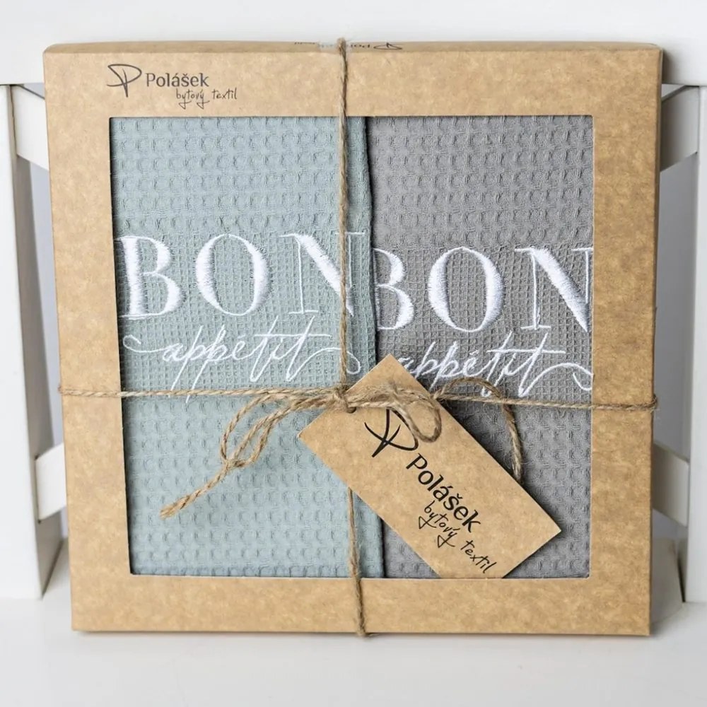 Prosoape de bucătărie waffle brodate cu motiv – Set de 2 bucăți