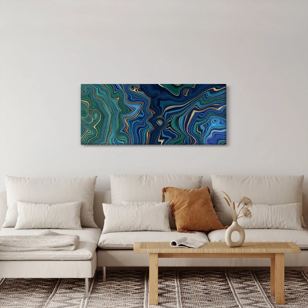 Tablou - Marmură verde- albastru (120x50 cm)