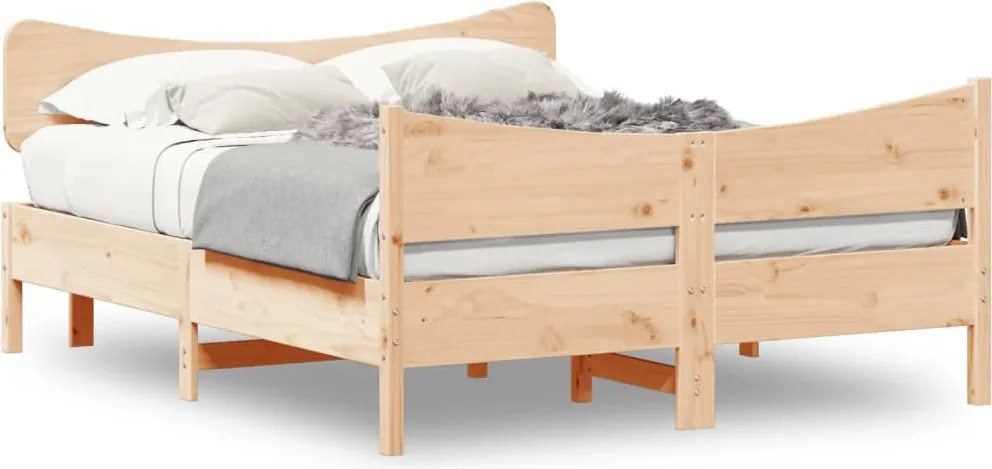 vidaXL Cadru de pat fără saltea, 135x190 cm, lemn masiv de pin