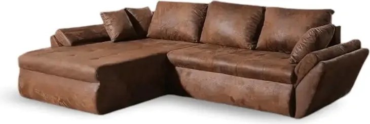 Colțar extensibil dumonde cu ladă de depozitare si sezut confortabil din spuma high-density, Loana Madagaskar Brown II 270x185 cm