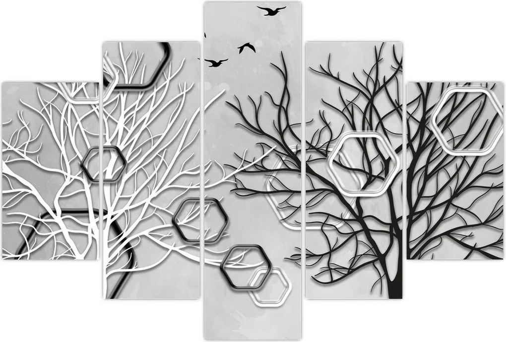 Tablou abstract cu pomi (150x105 cm)