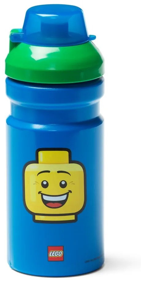 Sticlă pentru apă cu capac verde LEGO® Iconic, 390 ml, albastru