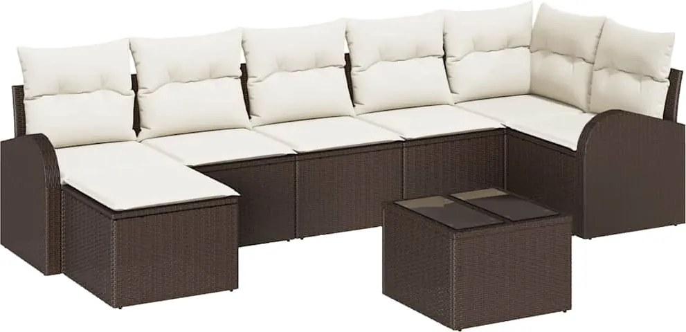 vidaXL Set de canapele pentru grădină cu pernă 8 pcs Maro Rattan poli