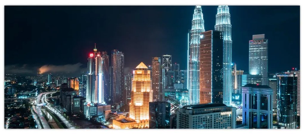 Tablou - Noaptea în Kuala Lumpur (120x50 cm)