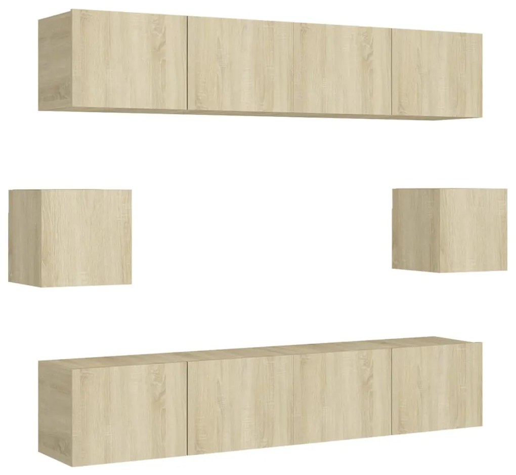 vidaXL Set de dulapuri TV, 8 piese, stejar sonoma, lemn prelucrat