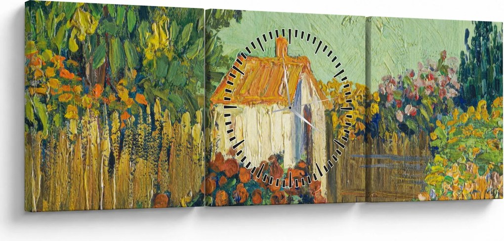 Tablou - Imitator of Vincent van Gogh, Landscape, reproducere (cu ceas) (90x30 cm)