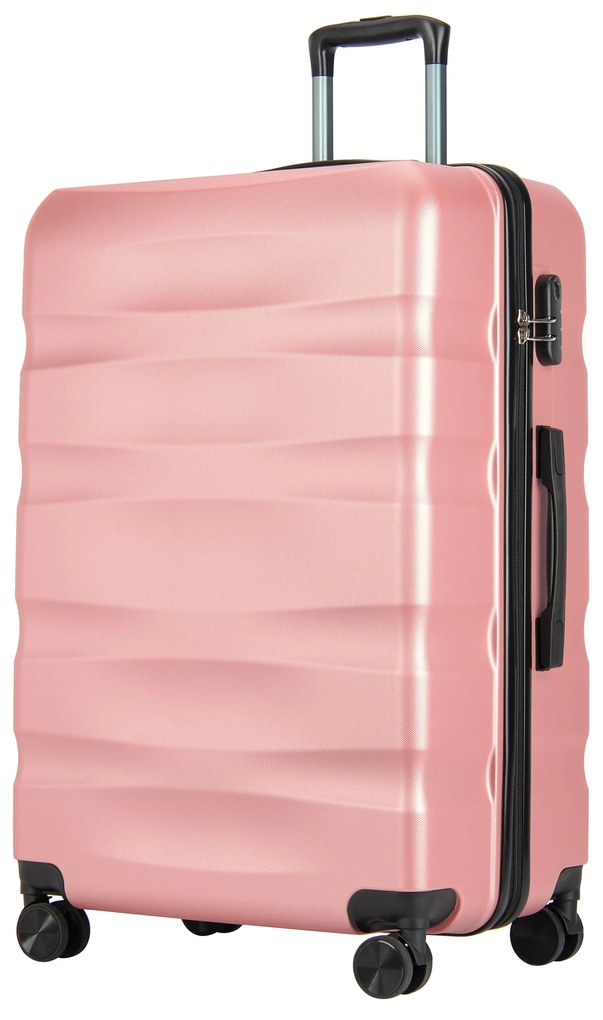 Valisă mare cu roți duble BONTOUR „Wave” cu încuietoare TSA, Rose Gold, mărime L