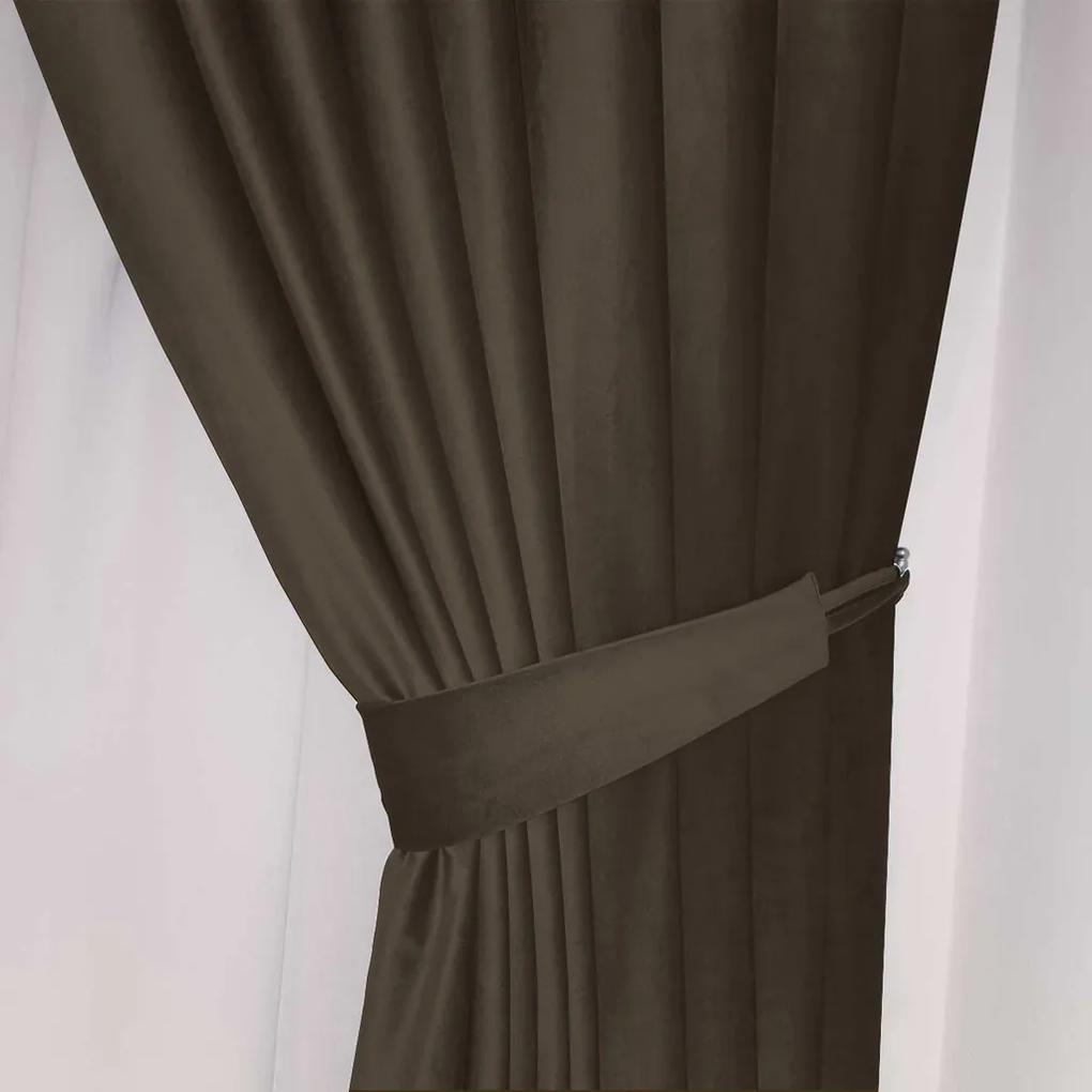 Set draperii din catifea cu rejansa transparenta cu ate pentru galerie, Madison, densitate 700 g/ml, Wood brown, 2 buc