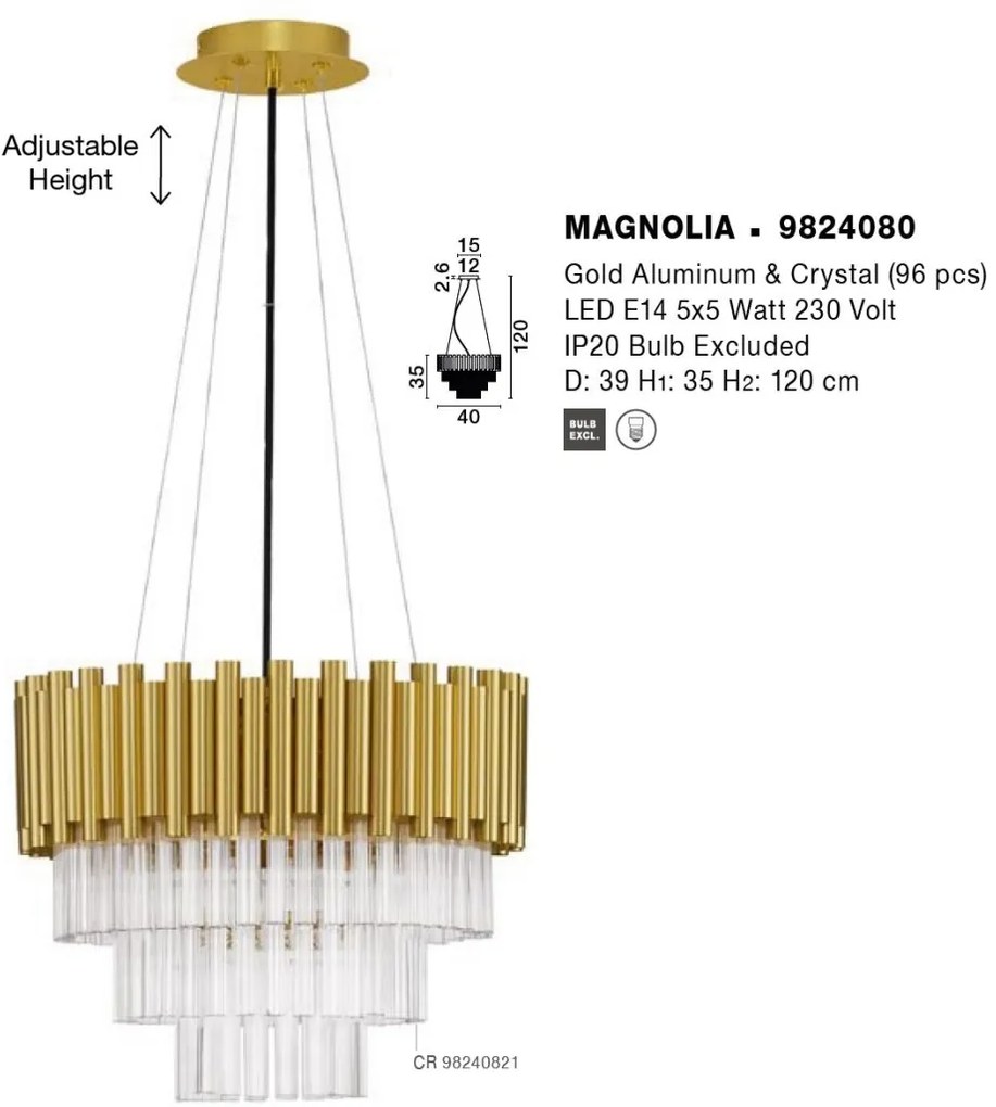 Lustra suspendata design elegant MAGNOLIA aurie