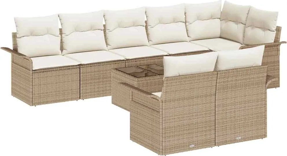 vidaXL Set de canapele pentru grădină 9 pcs Bej poliratan