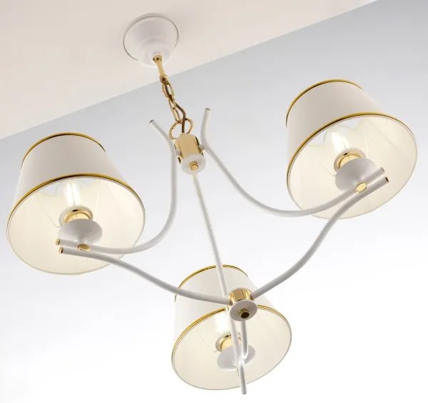 Jupiter 2085 - Candelabru pe lanț SAMBA 3xE27/15W/230V alb/auriu