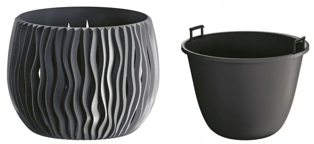Ghiveci decorativ de flori, rotund, antracit, 1.4 L, 18x13.6 cm Sandy Bowl