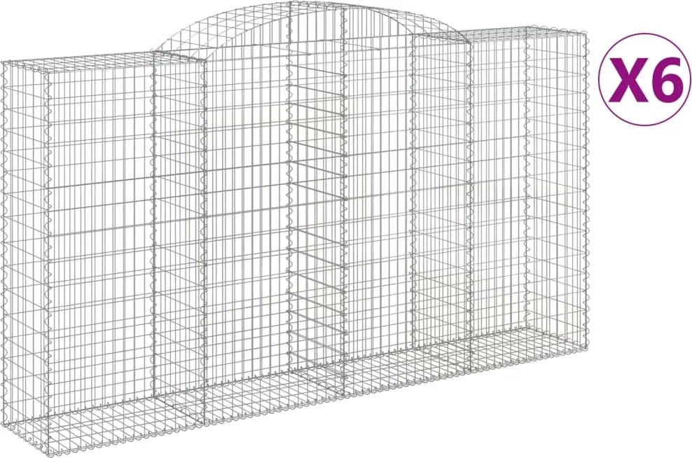 vidaXL Coșuri gabion arcuite 6 buc, 300x50x160/180 cm, fier galvanizat