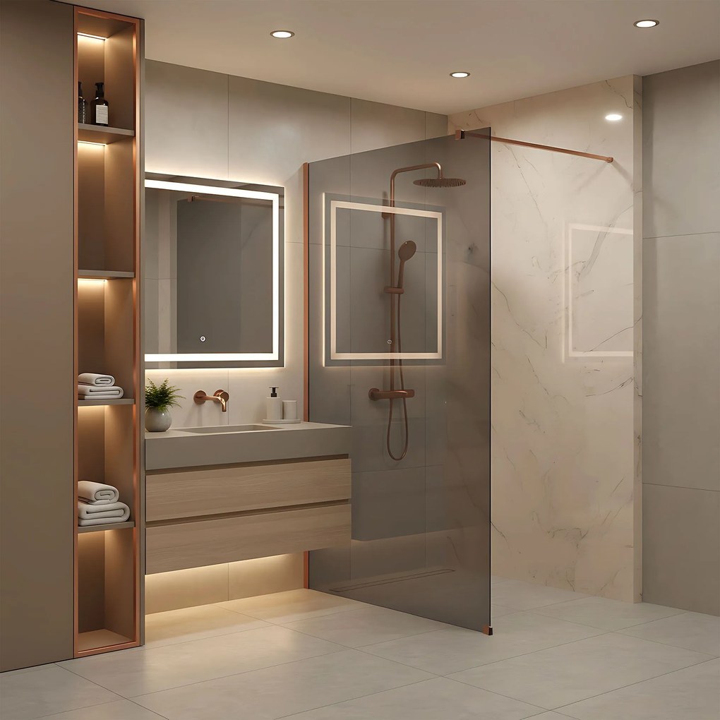 Paravan de dus Rea Flexi Grey / Brush Copper 110