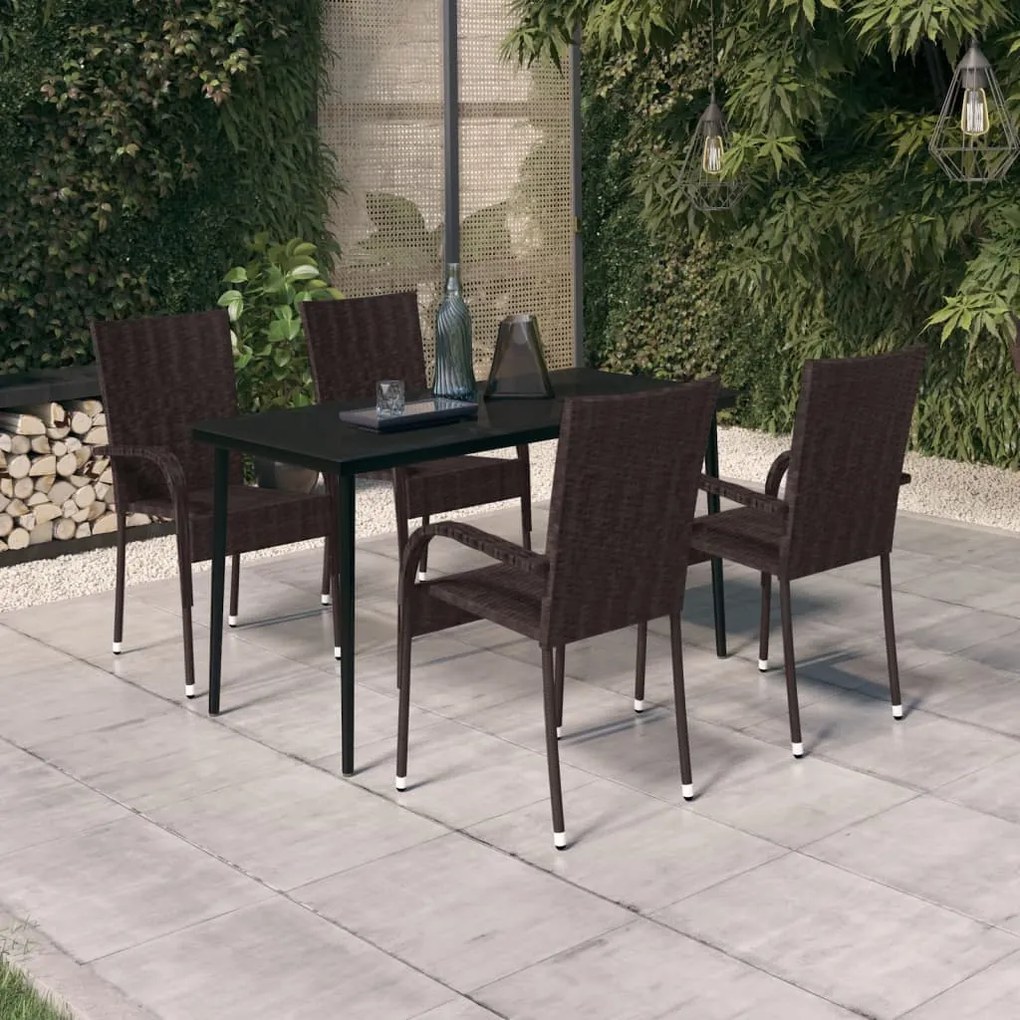 3099403 vidaXL Set de servit masa pentru grădină, 5 piese, maro și negru