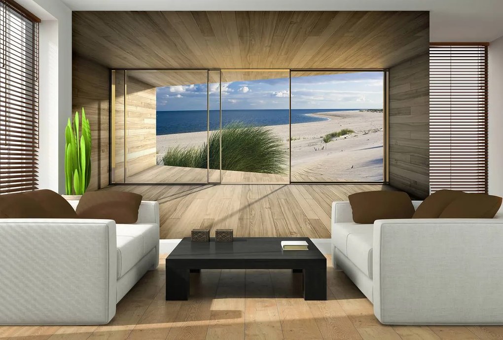 Fototapet - Privire spre ocean și plaja (152,5x104 cm)