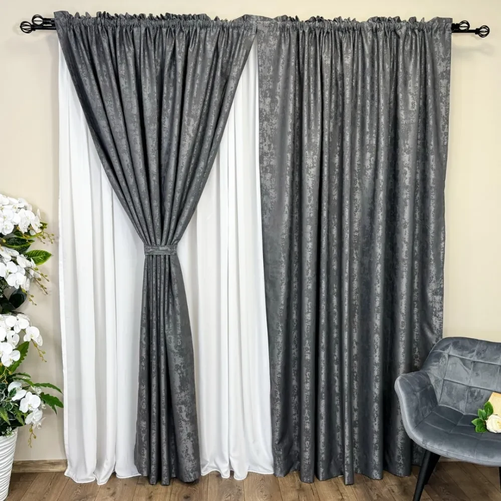 Draperie VENTI V1 din Jacquard model Nisip - 200cm x 180cm rejansa