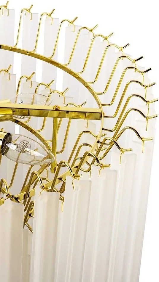 Lustra suspendata metal auriu, sticla alba GORDON 80