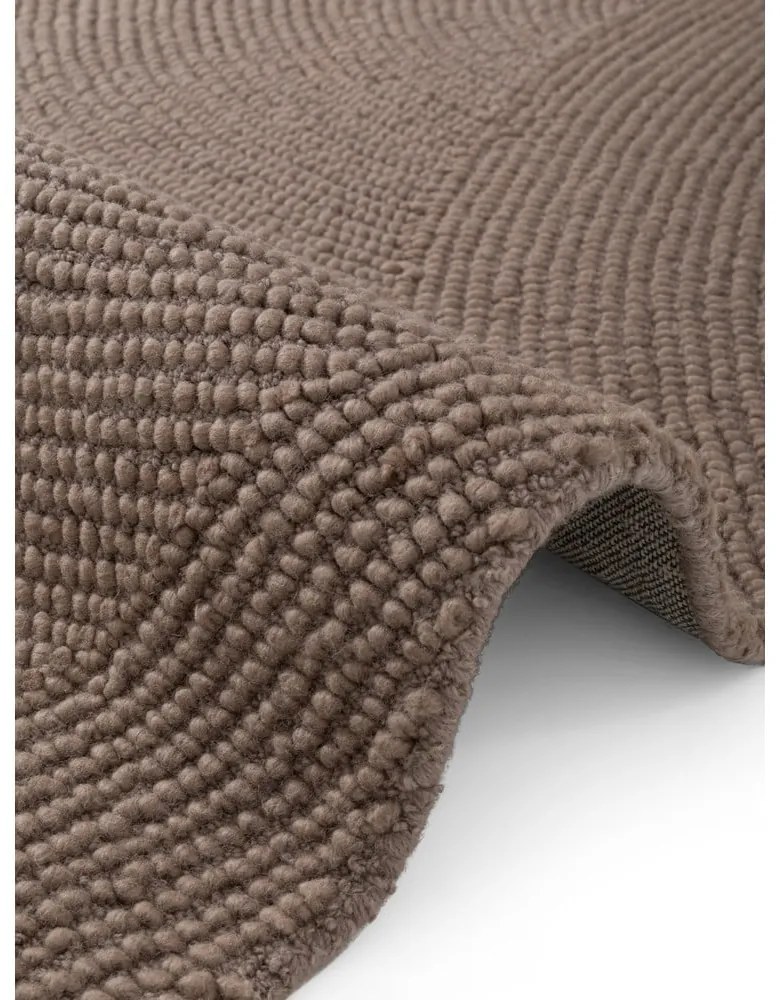 Covor tip traversă taupe țesut manual din lână 80x300 cm Eleni Taupe – Hanse Home