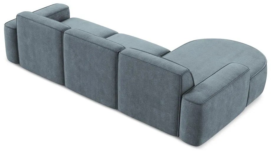 Colțar albastru prăfuit cu tapițerie din chenille (cu colț pe partea stângă/cu șezlong) Omao – Makamii