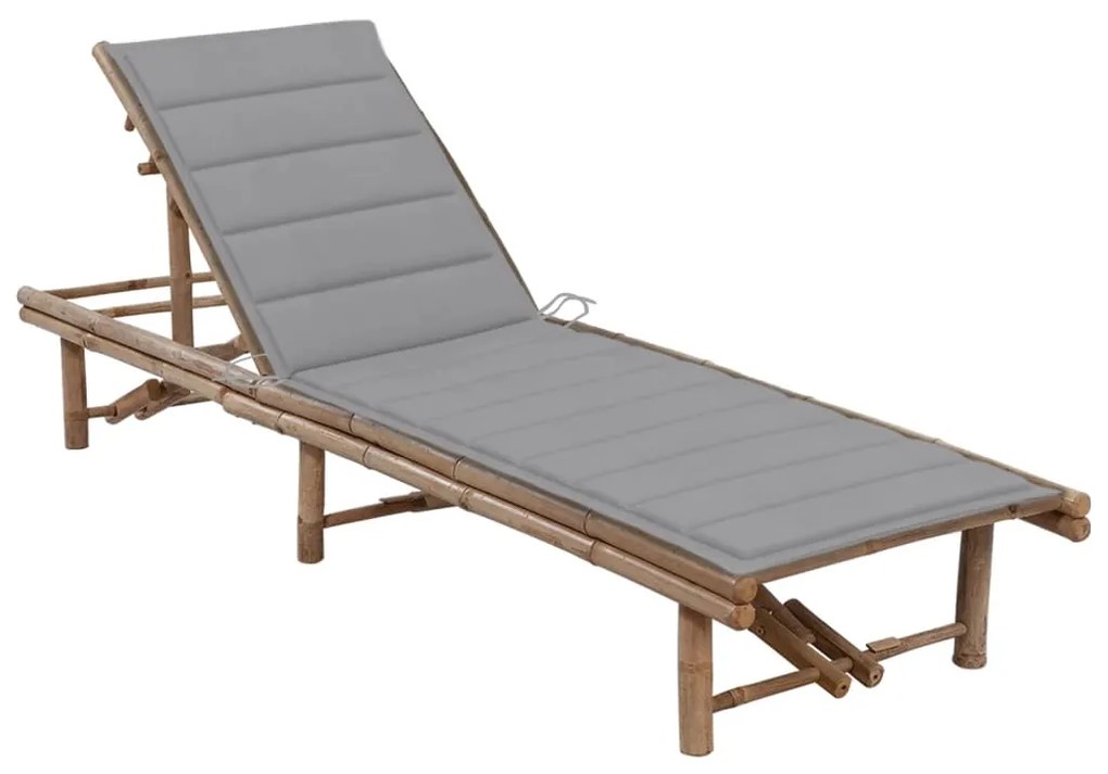 vidaXL Șezlong de grădină cu pernă, bambus