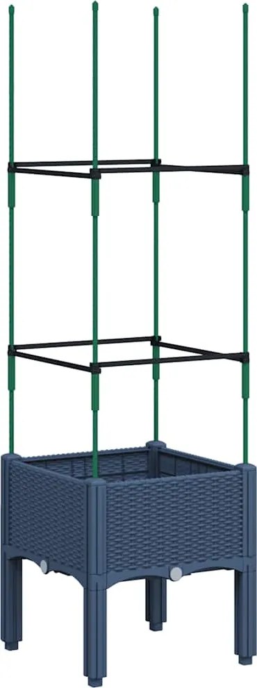 vidaXL Jardinieră de grădină cu spalier, albastru gri, 40x40x142,5 cm, PP