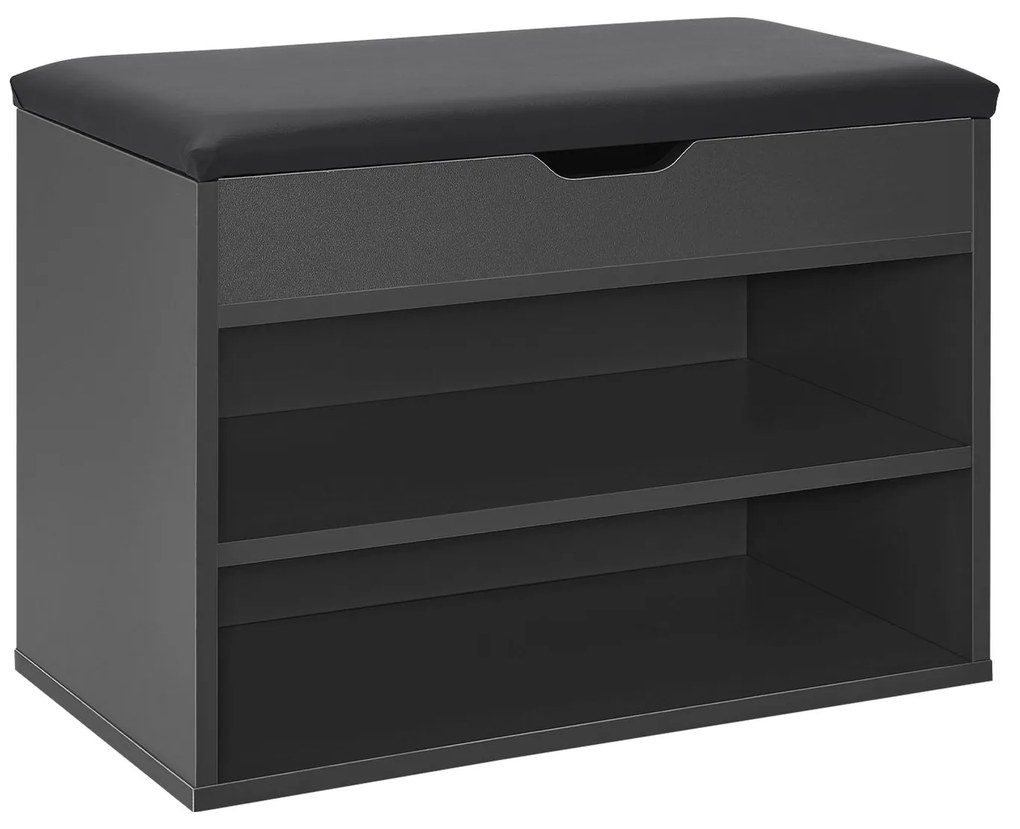 Suport pantofi cu capac rabatabil și șezut căptușit 60 x 30 x 44 cm gri