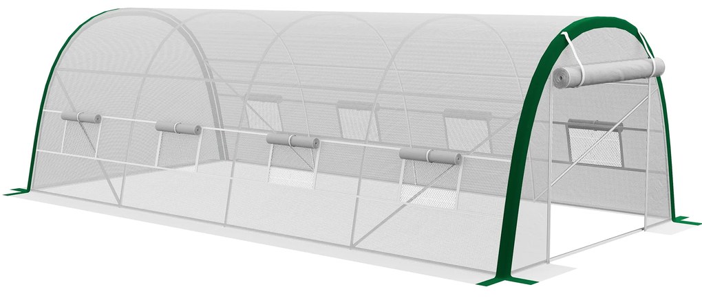 Outsunny Seră de Grădină Tunnel 18 m² dim. 6L x 3l x 2H m, 8 ferestre, Ușă cu fermoar rulabil, Oțel galvanizat, preț PE, Alb | Aosom Romania