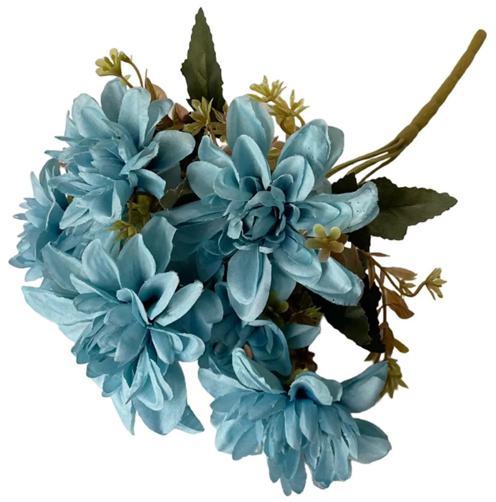 Crizanteme albastre artificiale, Daryl, 35cm