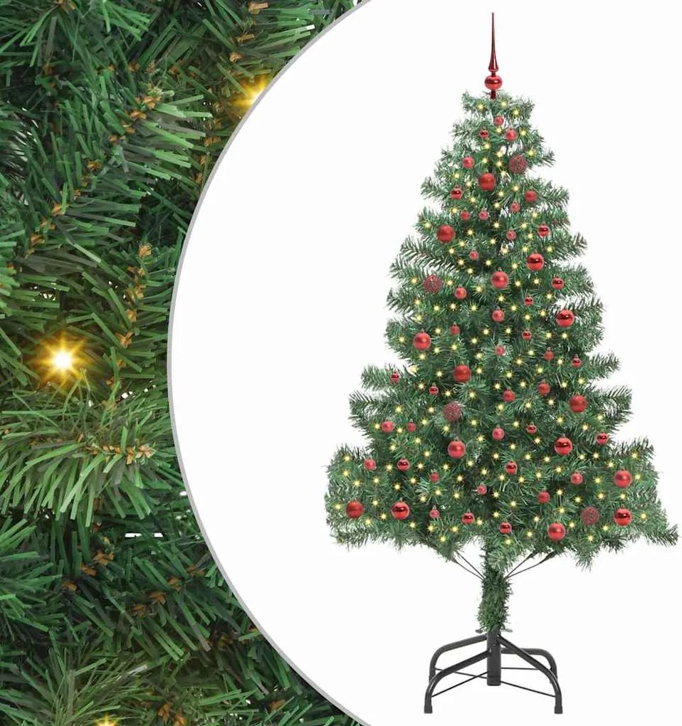 vidaXL Brad de Crăciun cu 300 LED cu suport Verde 210 cm PVC