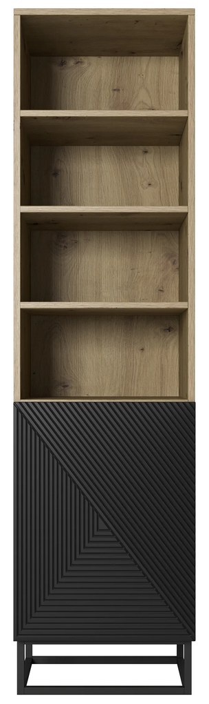 Bibliotecă Asha 50 cm pe soclu de metal - artizanal / negru mat