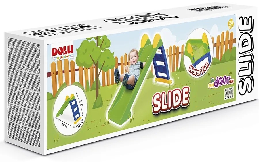Tobogan pentru copii Dolu verde, 133 x 72 x 45 cm
