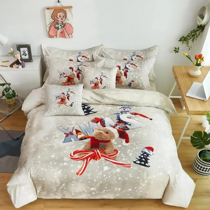 Lenjerie de pat bumbac crem XMAS + husa de perna 40 x 50 cm gratuit