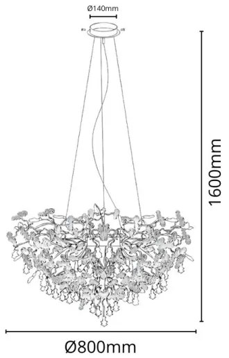 Lustră de cristal pe cablu 13xG9/40W/230V crom