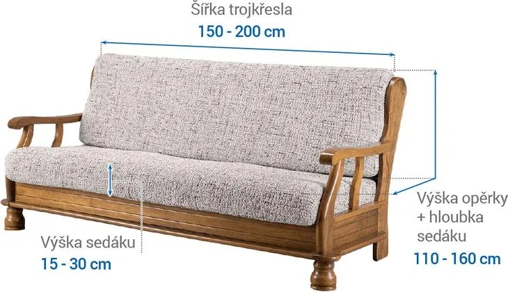 Gaico Huse bielastice VITTORIA smântânii 3fotoliu cu manere de lemn (l. 150 - 200 cm)